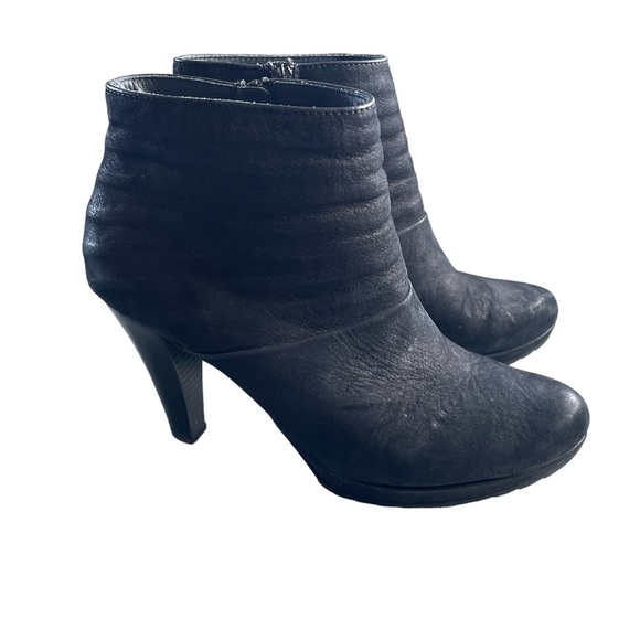 Paul Green Black Leather Zip Up Stacked Heel Ankle Boot, 7.5, Made in Austria - Picture 3 of 9